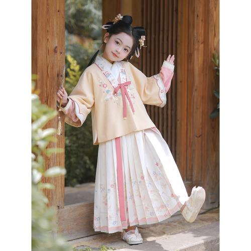 旗鉑漢服女童2026新款兒童古風明制唐裝國風幼兒園演出古裝套裝秋