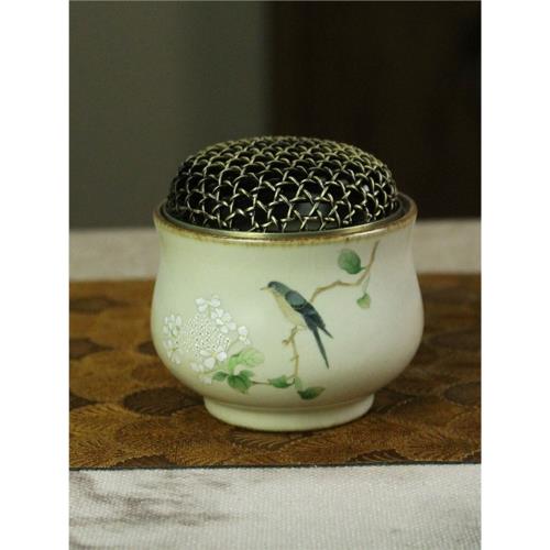 景德鎮手繪工筆花鳥陶瓷盤香香薰爐中式香器可打香篆復古檀香爐