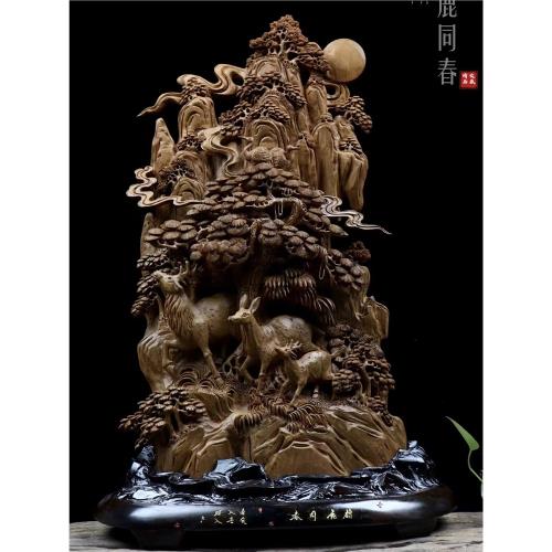 天然沉香木雕山水花鳥錦繡山河客廳財神爺八仙祝壽擺件根雕工藝品|木雕