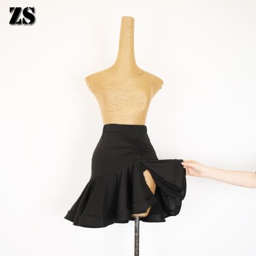 拉丁舞成人女恰恰倫巴開叉魚骨包臀半身練習表演舞裙舞蹈服 L229