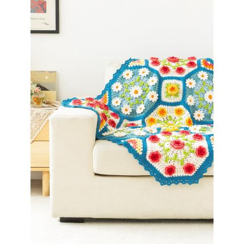 趣織社花團錦簇毯打發時間diy手工制作毛線團編織鉤針材料包