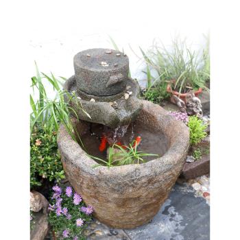 石磨石槽復古假山噴泉魚池流水擺件室外魚缸陽臺花園民宿庭院造景