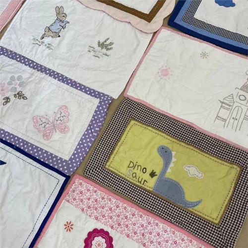 店手主打！瑕！純夾薄棉棉花！ca鎮o吸汗！h純微棉工貼繡兒童枕套