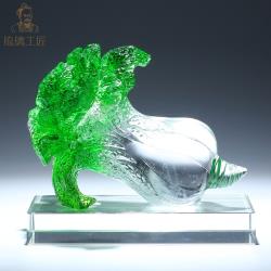 高端琉璃工藝品水晶大白菜發財百財擺件招財家居裝飾禮品高檔奢華|裝飾
