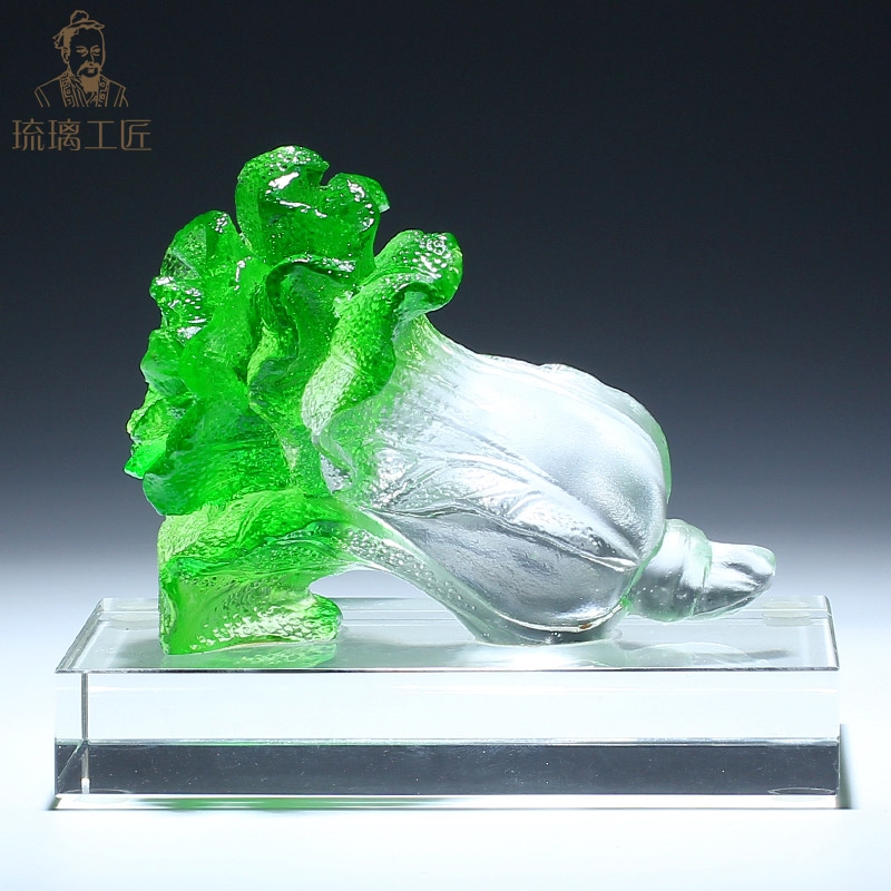 高端琉璃工藝品水晶大白菜發財百財擺件招財家居裝飾禮品高檔奢華|裝飾
