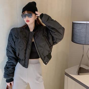 isn港風復古加厚棒球服外套女冬季百搭短款麵包夾克棉服棉衣潮酷