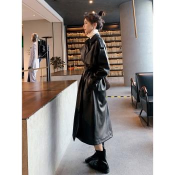 長款外套秋季高階感加絨加厚皮衣