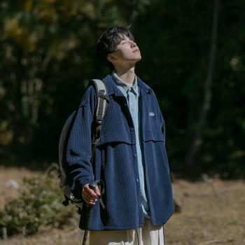 燈芯絨襯衫男長袖春秋日系復古cityboy外套男生上衣休閑寬松襯衣