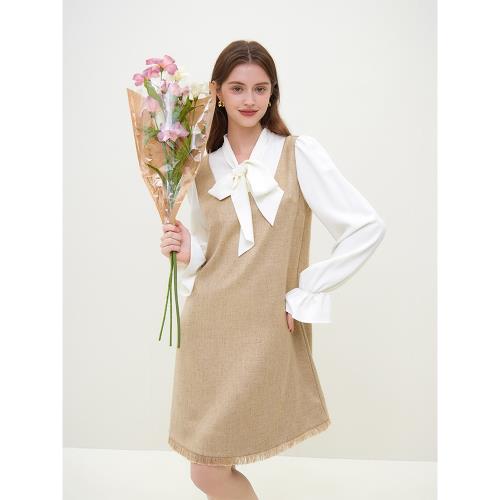 范思藍恩法式連衣裙飄帶假兩件