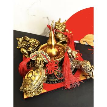 聚寶盆招財進寶銅金蟾貔貅龍龜聚財陣書房客廳收銀臺開業禮品擺件