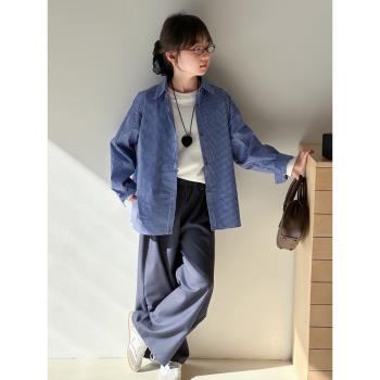 女童格子襯衫外套春秋款2024新款兒童洋氣時髦襯衣中大童長袖上衣