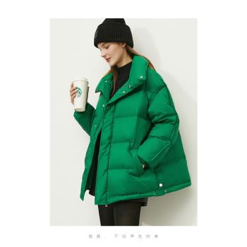 翻領保暖純色外套羽絨服