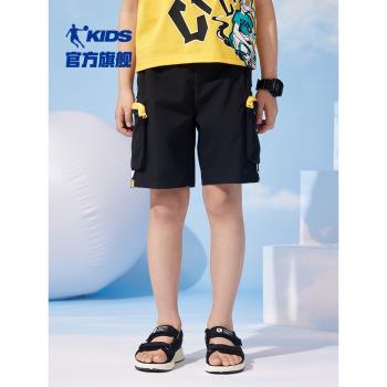 中國喬丹童裝男童短褲兒童工裝五分褲2023夏季新款大童寬松褲子潮
