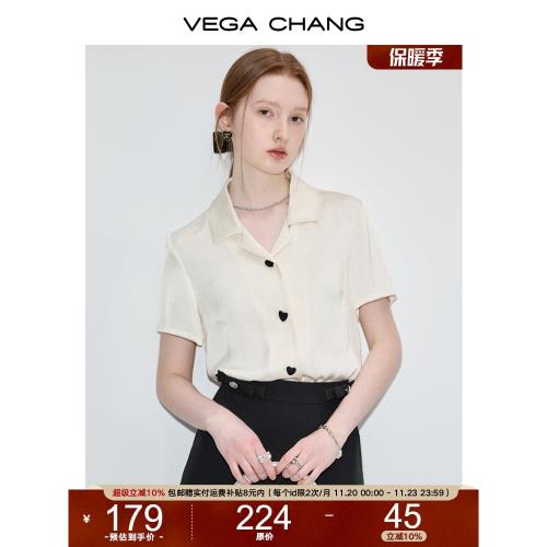 VEGA CHANG短袖襯衫女2025年夏季新款法式小眾休閑風寬松顯瘦上衣