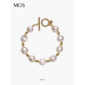 MGS曼古銀珍珠女小眾設計感18K金