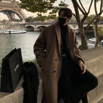 毛呢大衣男中長款春秋呢子外套韓版潮流秋季衣服男式呢絨休閑風衣