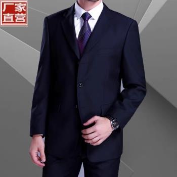 春秋中老年寬松休閑西服套裝商務單件便西爸爸裝工作服上班男外套