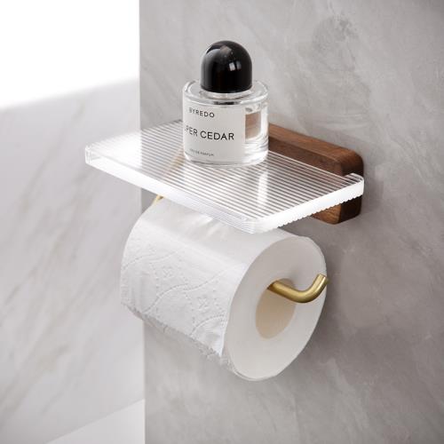 衛生間紙巾架亞克力酒店浴室免打孔輕奢單卷筒紙巾手紙廁紙置物架