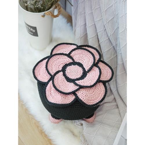 diy手工編織山茶花凳子材料包扁平線小香風入門換鞋矮凳毛線板凳