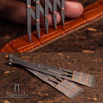 Nattools不銹鋼等距尺4806手工DIY皮革手表皮帶製作工具 快速等分