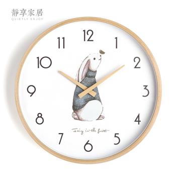 北歐個性掛表臥室靜音時鐘卡通