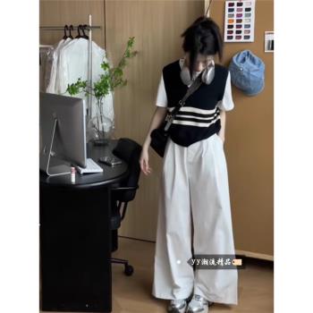 學院風冰絲別致絕美小上衣假兩件