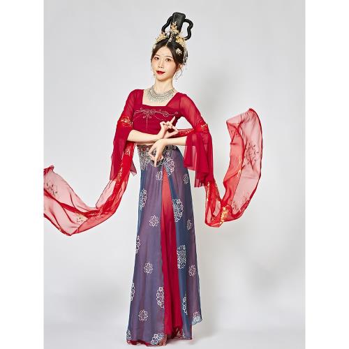 古典舞演出服套裝復古民族舞西域表演服套裝中國風飛天敦煌舞服裝