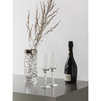 Orrefors 進口水晶玻璃 CARAT手工花瓶歐式簡約家居客廳插花擺件