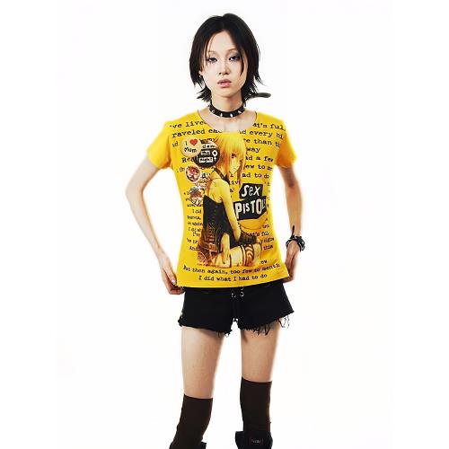 WEBBAR original SEX PISTOL 2D GAL黃色正肩短袖 NO.77-ZP