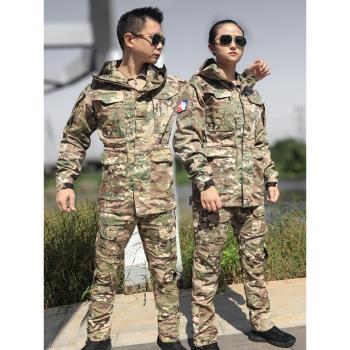 軟殼沖鋒衣男春秋款連帽薄款黑色風衣戶外徒步防水夾克迷彩外套女
