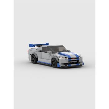 moc積木創意國產8格車東瀛戰神日產GTR R34拼裝speed系列男孩拼搭