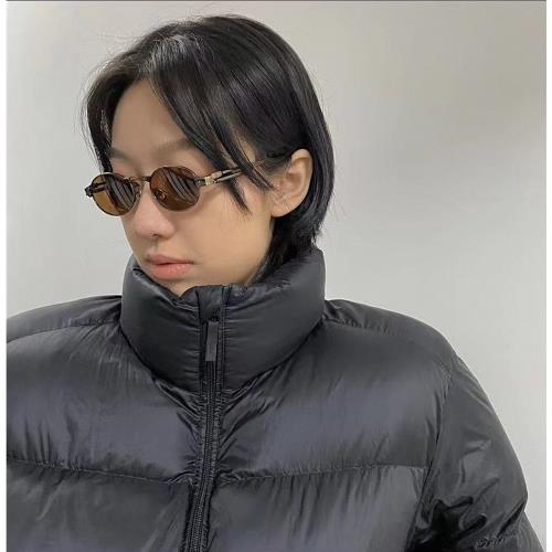 復古90年代蒸汽朋克金屬彈簧腿墨鏡防紫外線太陽眼鏡街拍男女通用