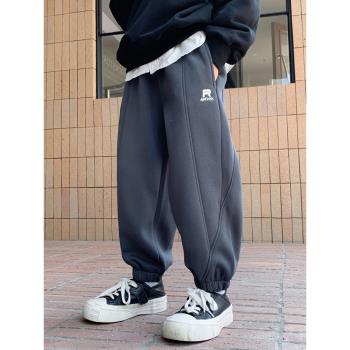 童裝一體絨冬季加厚運動褲
