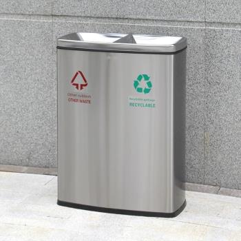 不銹鋼分類垃圾桶商用大容量雙桶超市商場電梯口大廳公共場合大號