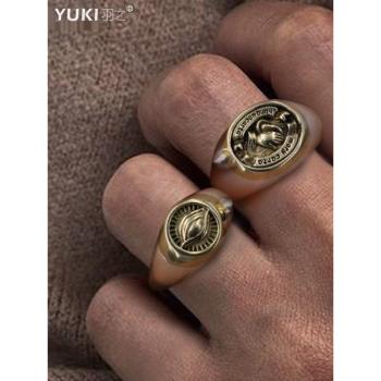 YUKI男士925純銀戒指環全知之眼復古個性銀戒子潮男女INS祈禱之手