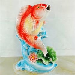 陶瓷擺件家居裝飾辦公室客廳玄關電視柜工藝擺設中式魚躍龍門鯉魚|裝飾