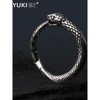 YUKI男士925純銀戒指莫比烏斯環銜尾蛇銀飾INS哥特小眾設計女情人