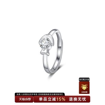 ins小魚純銀女開口學生清新戒指