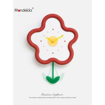 Mandelda免打孔時尚北歐輕奢鐘表客廳掛鐘背景墻面裝飾品2025新款
