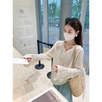 曾小鹹民族風鏤空長袖防曬罩衫