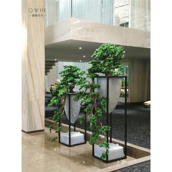 酒店大堂仿真花擺件松樹盆景商場大型裝飾瓶花售樓處大廳別墅裝飾