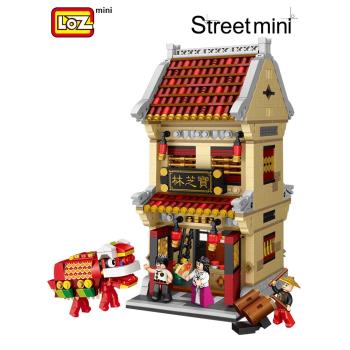 LOZ俐智大型積木大中華街中國建築寶芝林茶館客棧小顆粒玩具益智