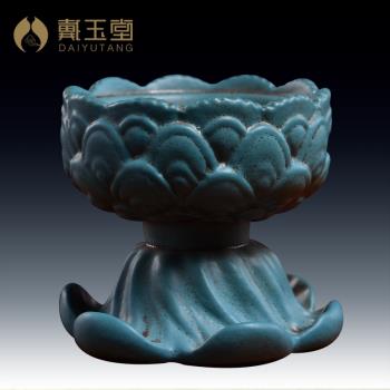 戴玉堂 陶瓷中國風蓮花蠟燭燭臺 復古擺件 家用佛前供奉佛具用品