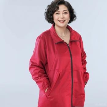 特大碼200斤胖奶奶純色拉鏈外套