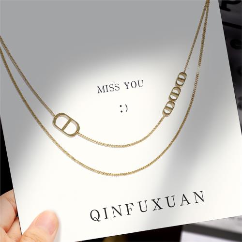 雙層疊戴項鏈女純銀彩金鎖骨鏈女士2025新款爆款婦女節禮物送女友