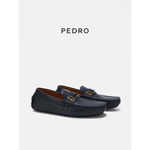PEDRO莫卡辛鞋樂福鞋男鞋馬銜扣飾休閑皮鞋豆豆鞋PM1-65980254