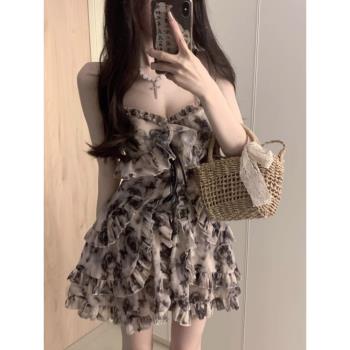 女裝雪紡夏季設計感吊帶連衣裙