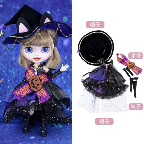 ICY DBS小布娃娃衣服萬圣節黑色可愛五件套OB24麗佳azone娃衣