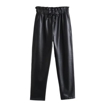 歐美風 2023秋季新品 女裝高腰設計感百搭仿皮寬松褲 4387280 800