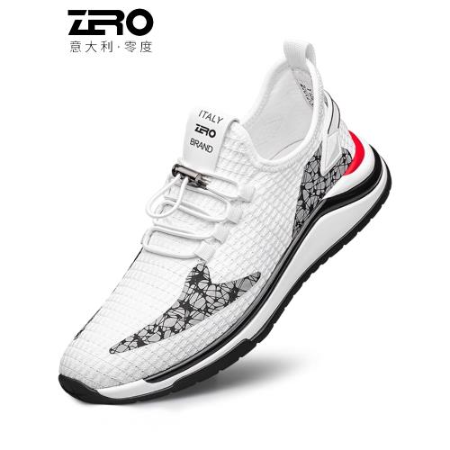 零度男鞋運動休閑鞋夏季新款拼色免系帶飛織網面透氣青年旅游鞋潮